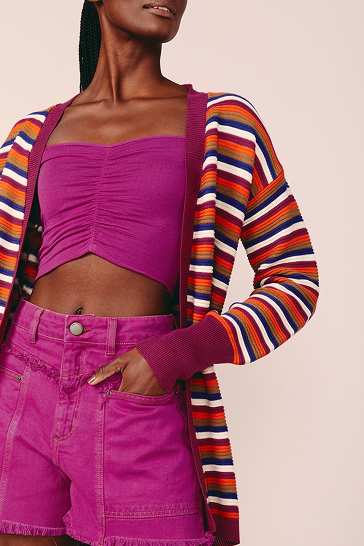CARDIGAN TRICOT COLORIDO -
LISTRADO P - LISTRADO - 199482