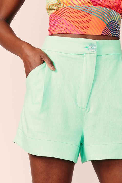 SHORT LINHO ZIPER DIAGONAL -MENTA