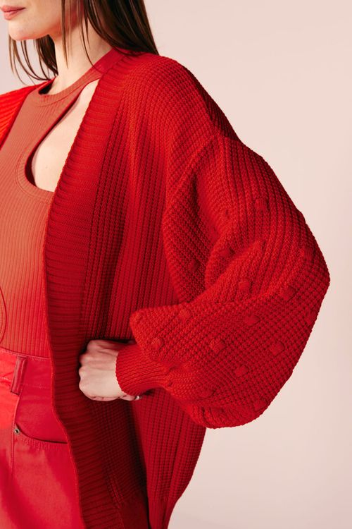 CARDIGAN TRICOT MANGA -RED