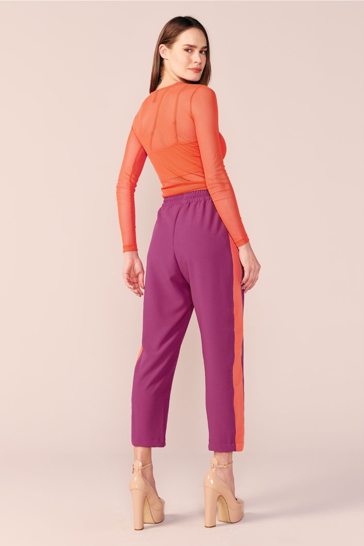 CONJUNTO BLUSA TULE + TOP -TERRACOTA PP - TERRACOTA - 199670