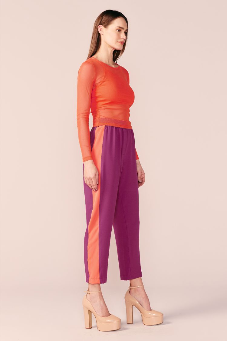 CONJUNTO BLUSA TULE + TOP -TERRACOTA PP - TERRACOTA - 199671
