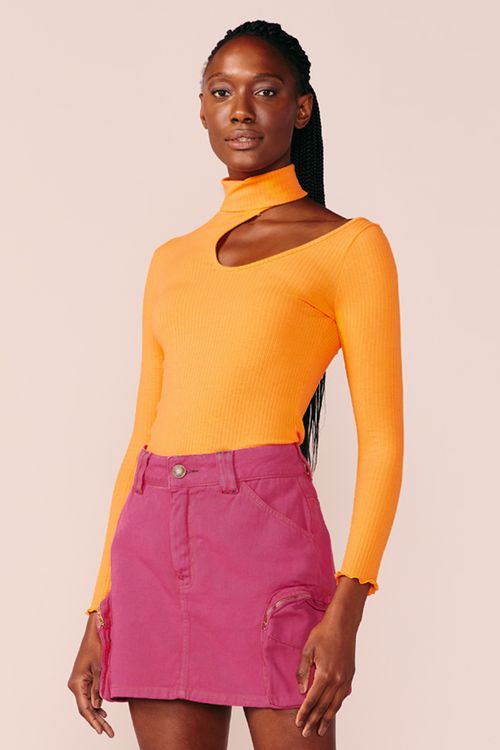 BLUSA GOLA ALTA -LARANJA