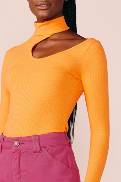 BLUSA GOLA ALTA -LARANJA