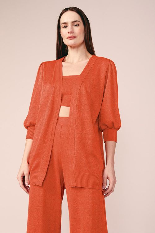 CARDIGAN LUREX -TERRACOTA