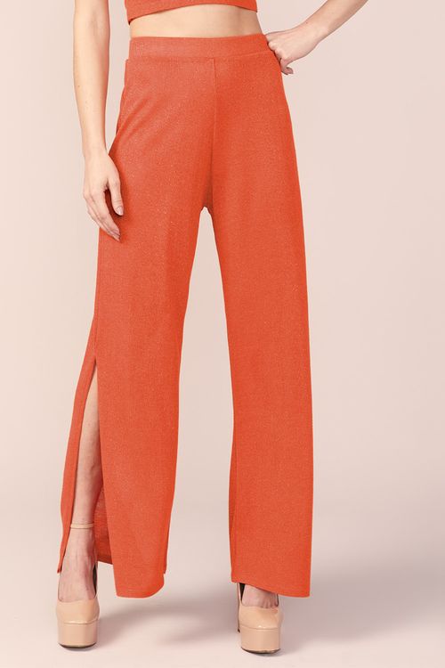 CALÇA PANTALONA FIO LUREX -COBRE