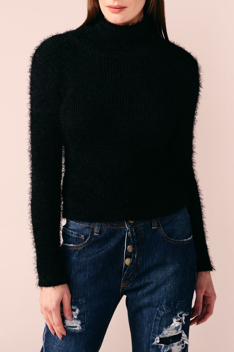 BLUSA GOLA ALTA TRICOT 23 -PRETO G - PRETO - 200279