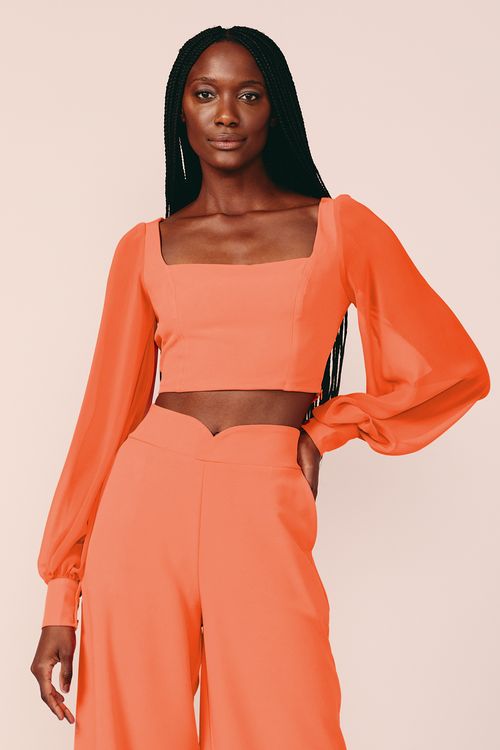 CROPPED CHIFFON -TERRACOTA