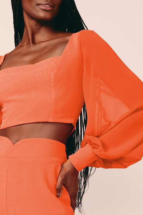 CROPPED CHIFFON -TERRACOTA