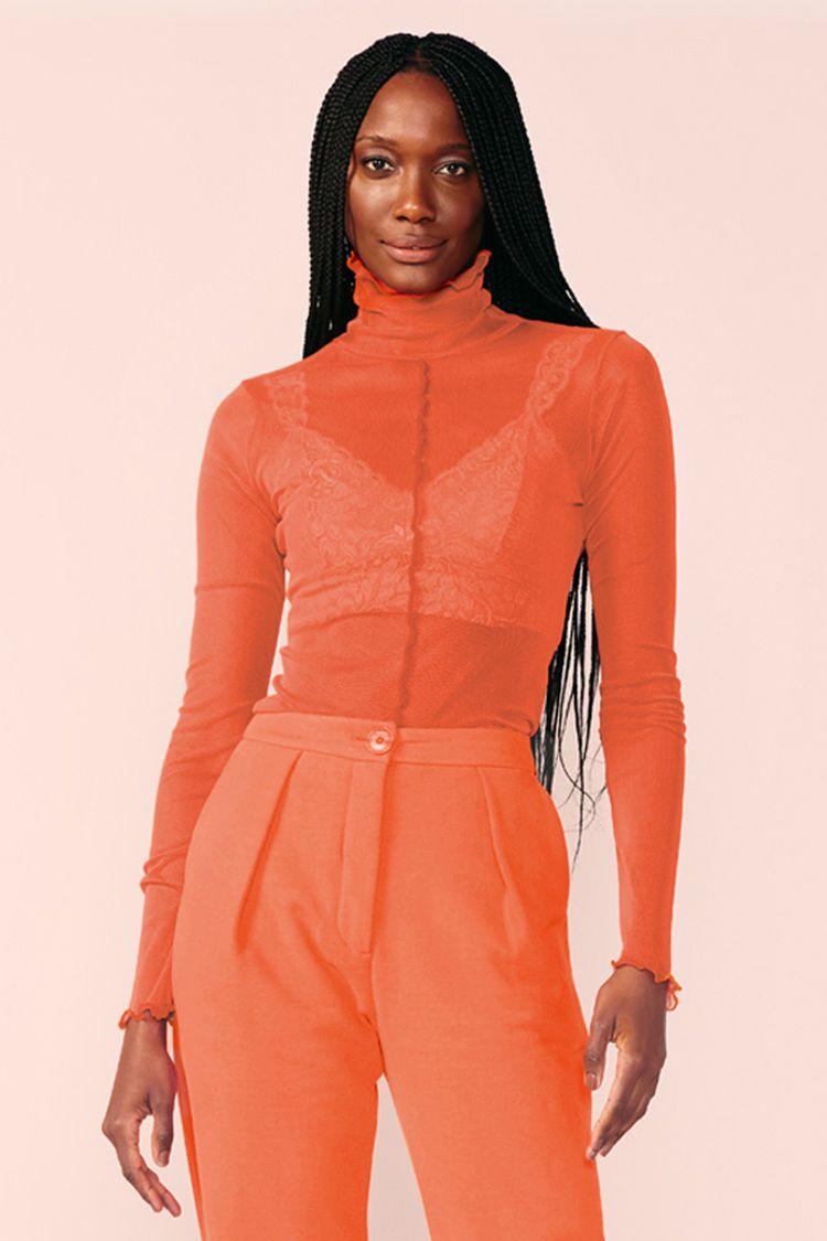 BLUSA SEGUNDA PELE TULE -TERRACOTA PP - TERRACOTA - 200493