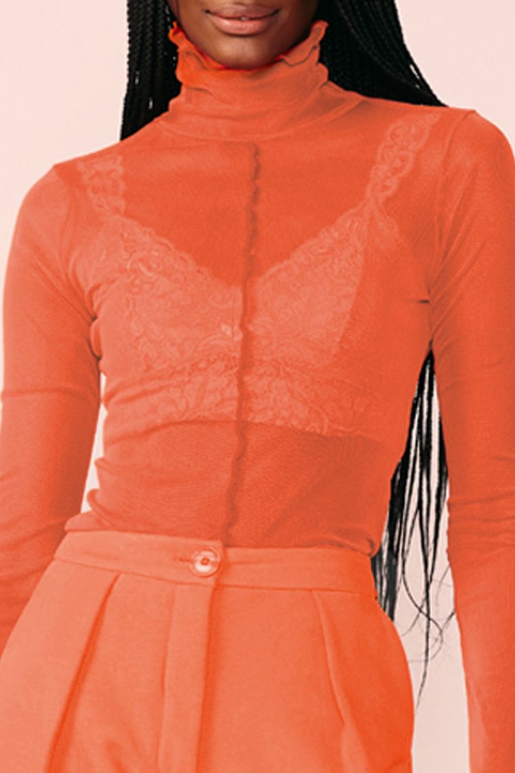 BLUSA SEGUNDA PELE TULE -TERRACOTA PP - TERRACOTA - 200496