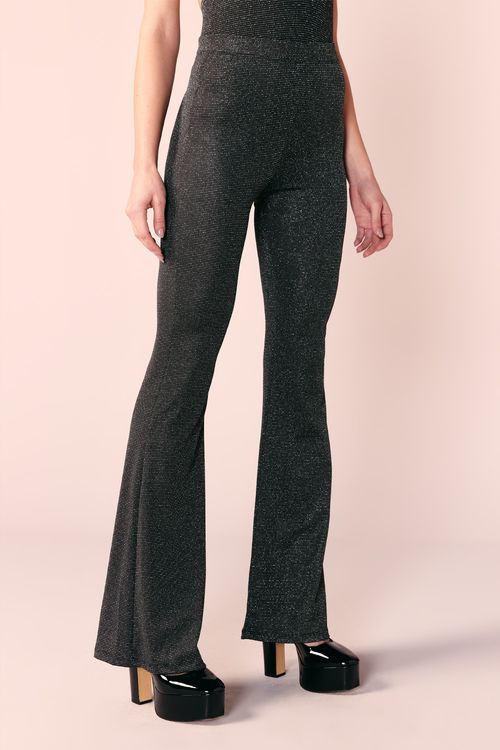 CALÇA FLARE LUREX -PRETO / PRATA