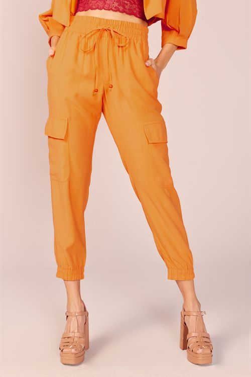 CALÇA CARGO ALFAIATARIA -LARANJA