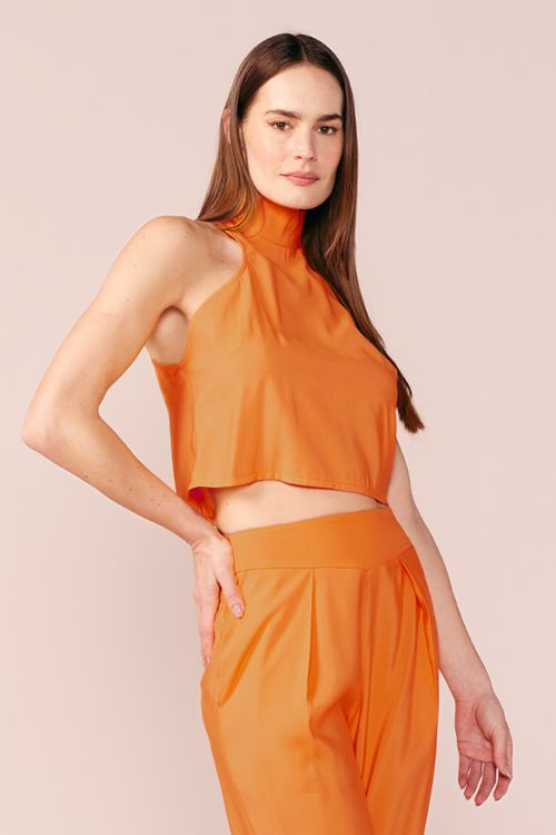 CROPPED GOLA ALTA-LARANJA