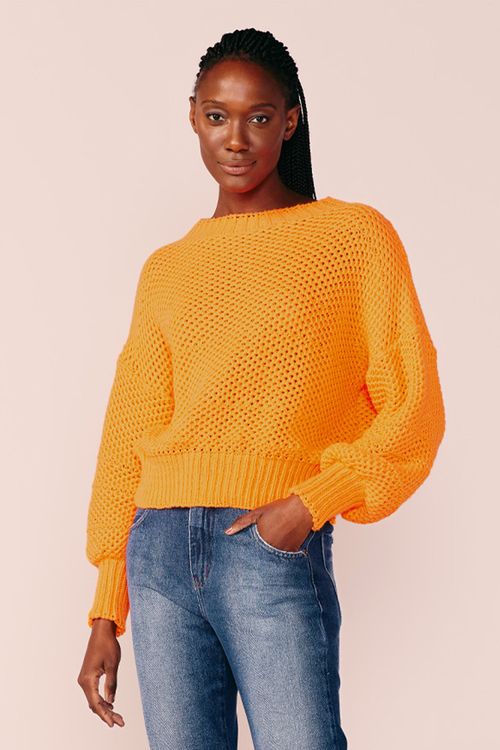 BLUSA TRICOT LISTRAS -
LARANJA