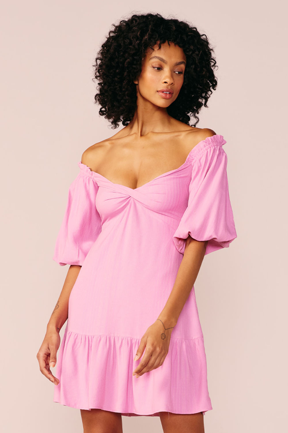 VESTIDO CURTO VISCOSE PONTILHADO-FLAMBE P - FLAMBE - 200982