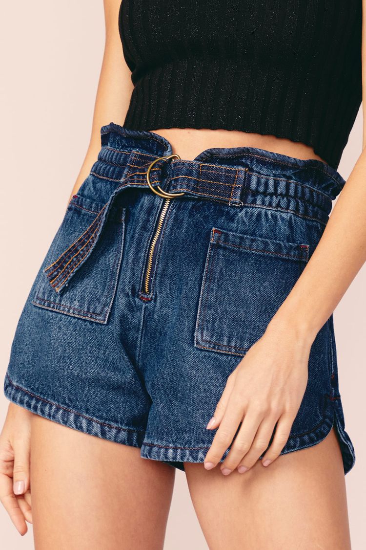 SHORT JEANS BOLSO FRENTE -JEANS ESCURO 36 - JEANS ESCURO - 201031