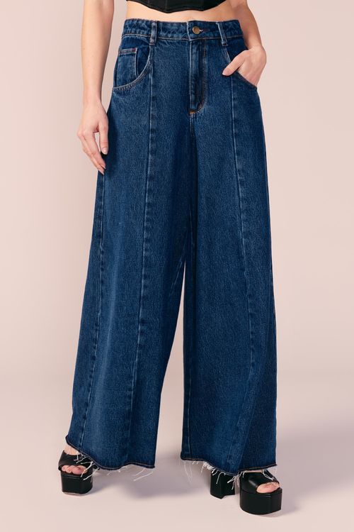 CALÇA JEANS PANTALONA FRISO -JEANS