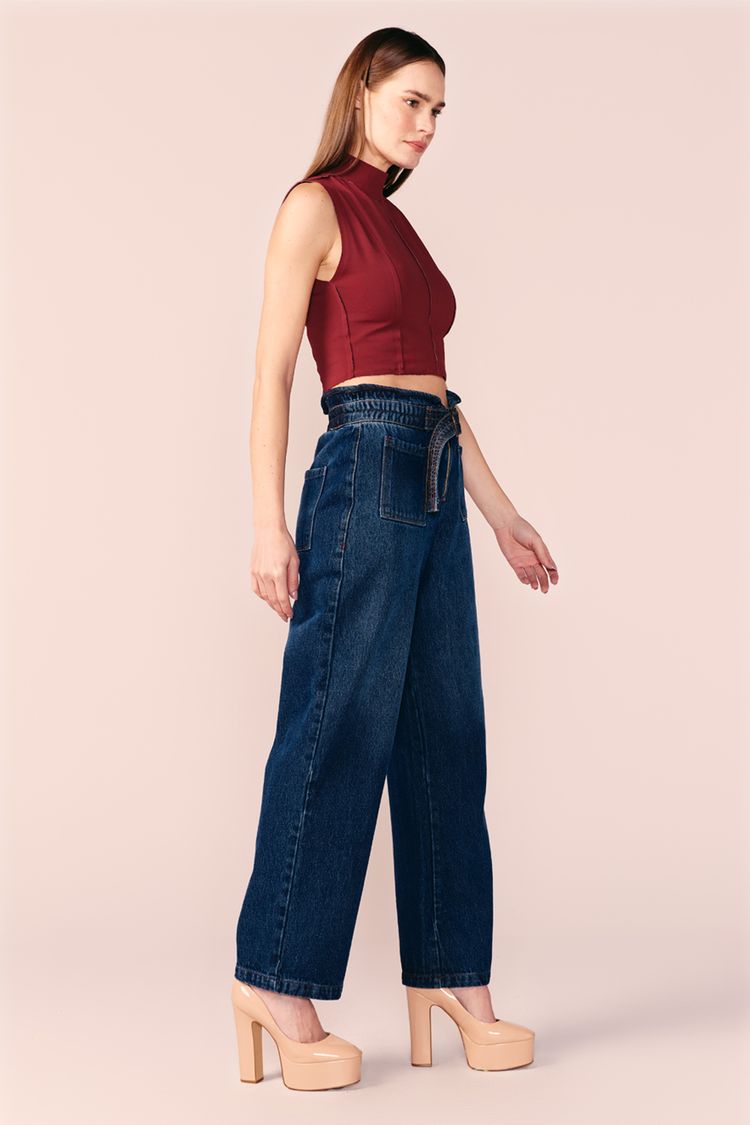 CALÇA JEANS BOLSO FRENTE -JEANS ESCURO 36 - JEANS ESCURO - 201044