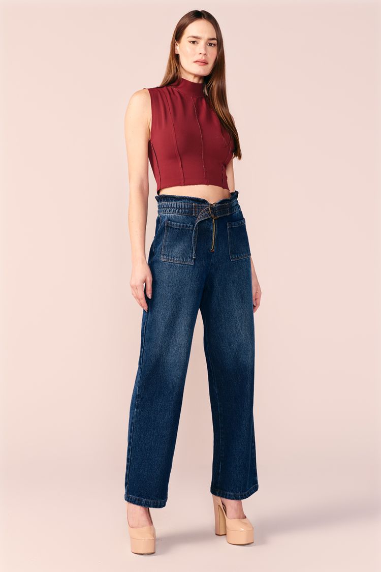 CALÇA JEANS BOLSO FRENTE -JEANS ESCURO 36 - JEANS ESCURO - 201045