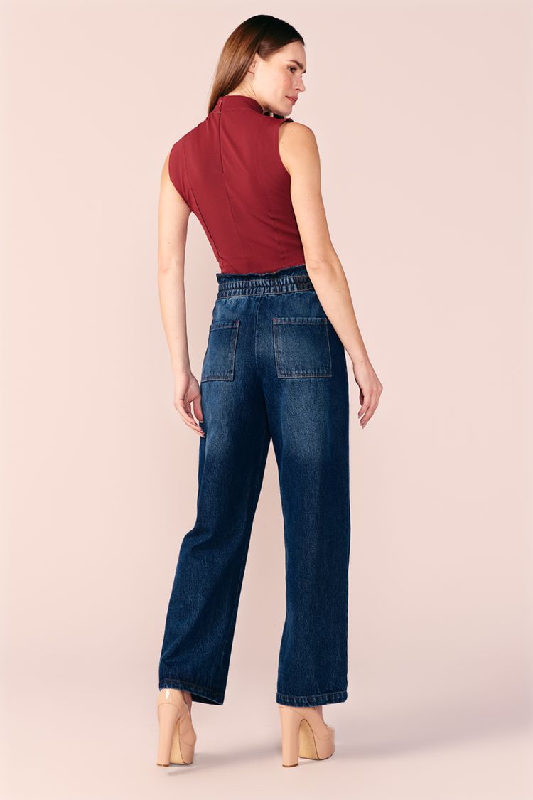 CALÇA JEANS BOLSO FRENTE -JEANS ESCURO 36 - JEANS ESCURO - 201046
