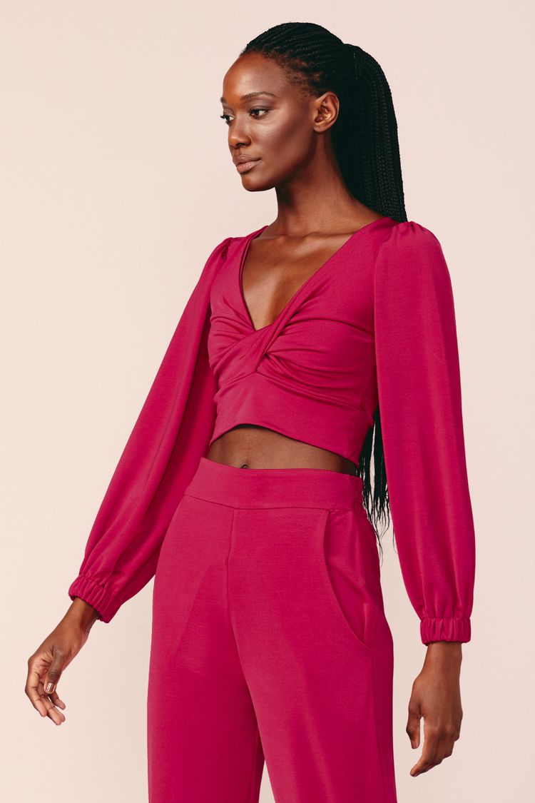 BLUSA CROPPED MOLETOM -CHERRY PP - CHERRY - 201069