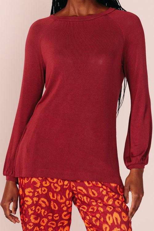 BLUSA CANOA MALHA TRICOT -MARSALA