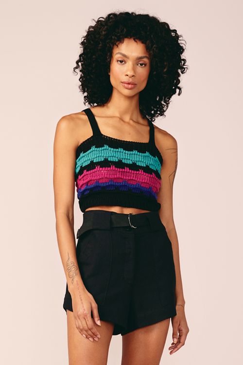 TOP COLORIDO TRICOT -
PRETO