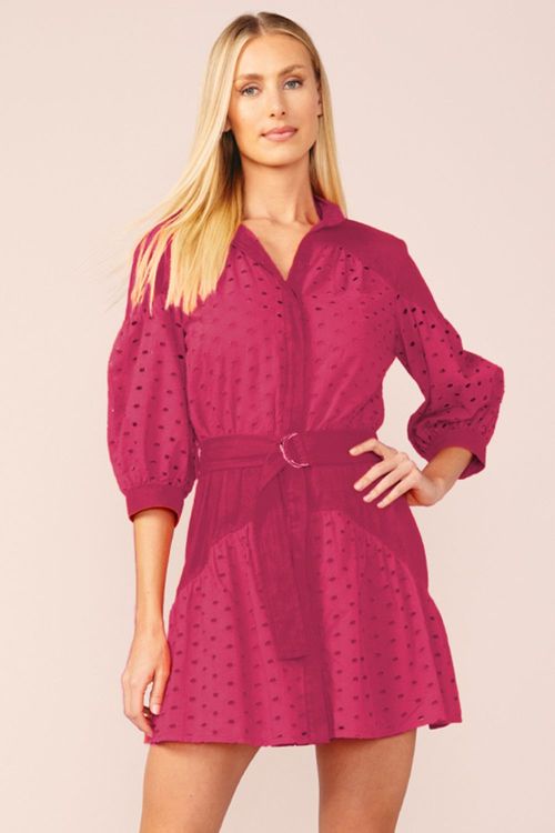 VESTIDO LAISE MIX LINHO-CHERRY