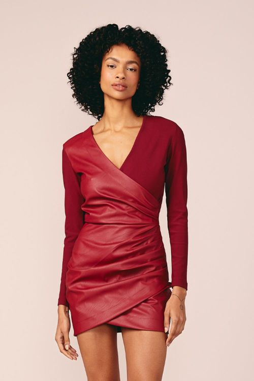 VESTIDO COURO TRANSPASSE-MARSALA