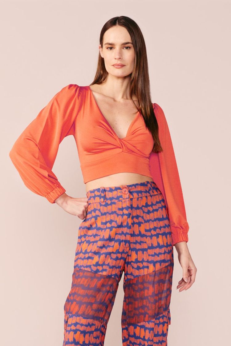 BLUSA CROPPED MOLETOM -TERRACOTA PP - TERRACOTA - 201757