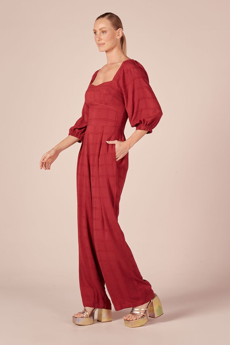 MACACÃO VISCOSE XADREZ SURTOM -MARSALA P - MARSALA - 201815