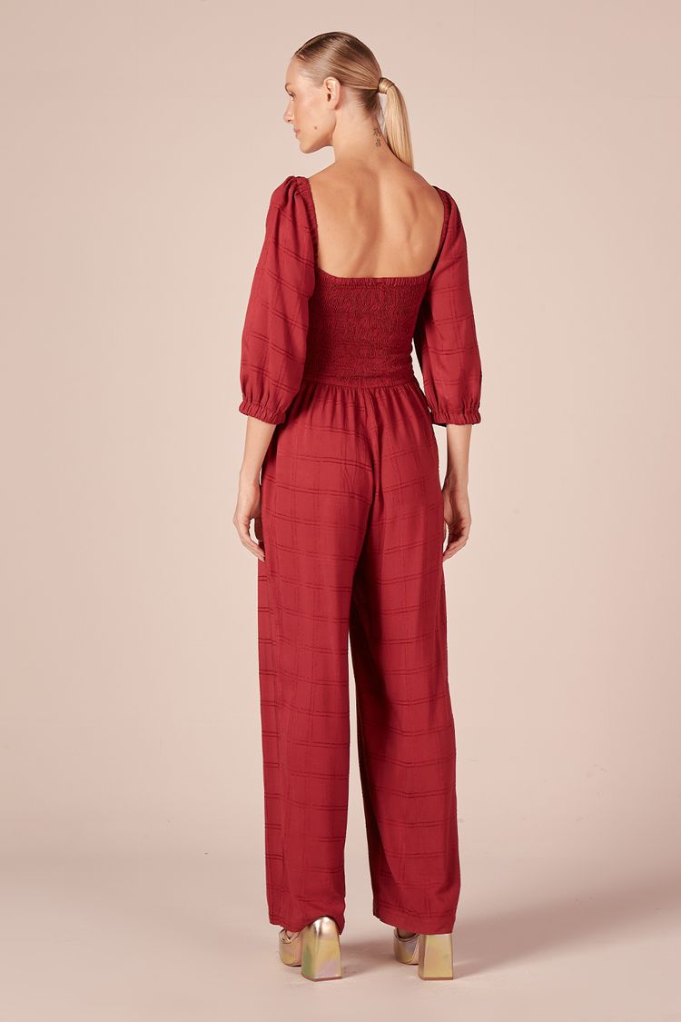 MACACÃO VISCOSE XADREZ SURTOM -MARSALA P - MARSALA - 201816