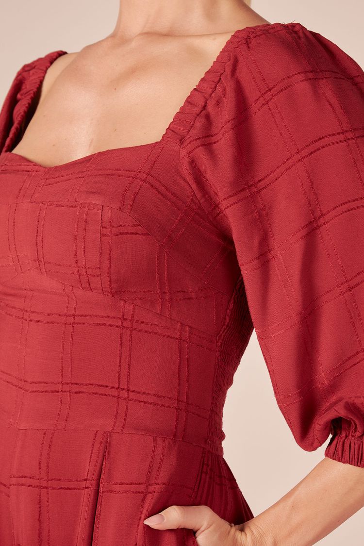 MACACÃO VISCOSE XADREZ SURTOM -MARSALA P - MARSALA - 201817
