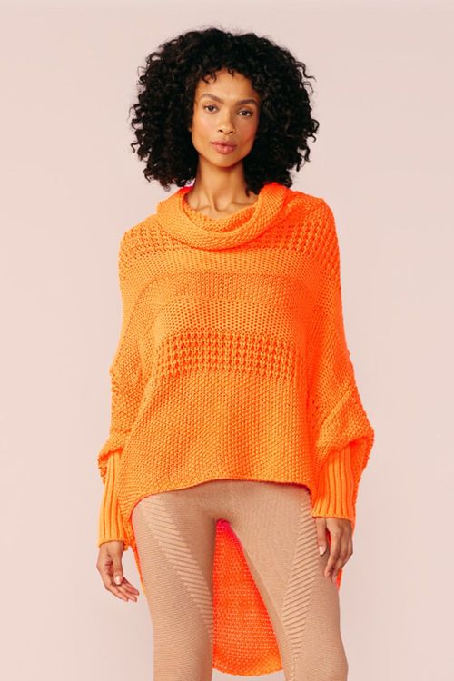 BLUSA GOLA ALTA LISTRAS TRICOT -
LARANJA