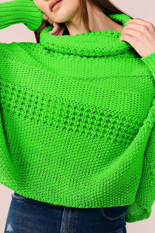 BLUSA GOLA ALTA LISTRAS TRICOT -
MENTA