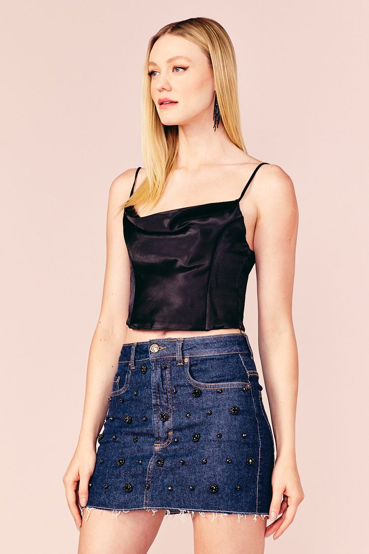 CROPPED DEGAGE ESTRUTURADA - PRETO P - PRETO - 203432