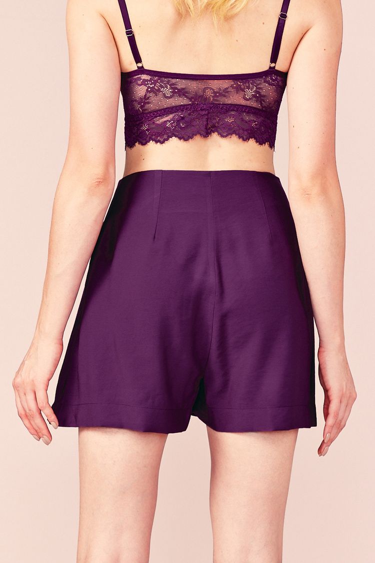 SHORT ALTO PREGAS E BOTOES -BERINJELA M - BERINGELA - 204373