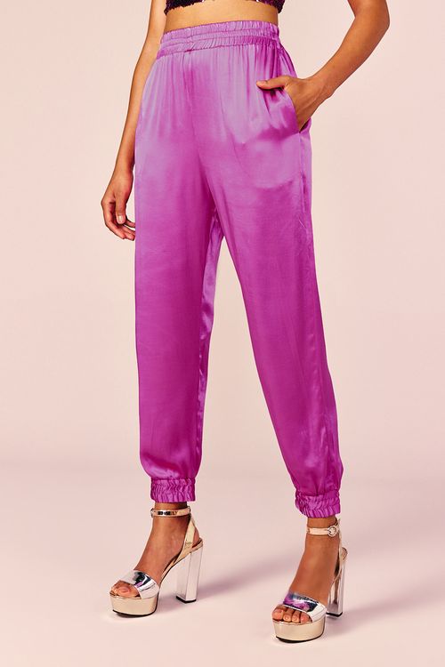 CALÇA JOGGING CETIM - MAXI PINK