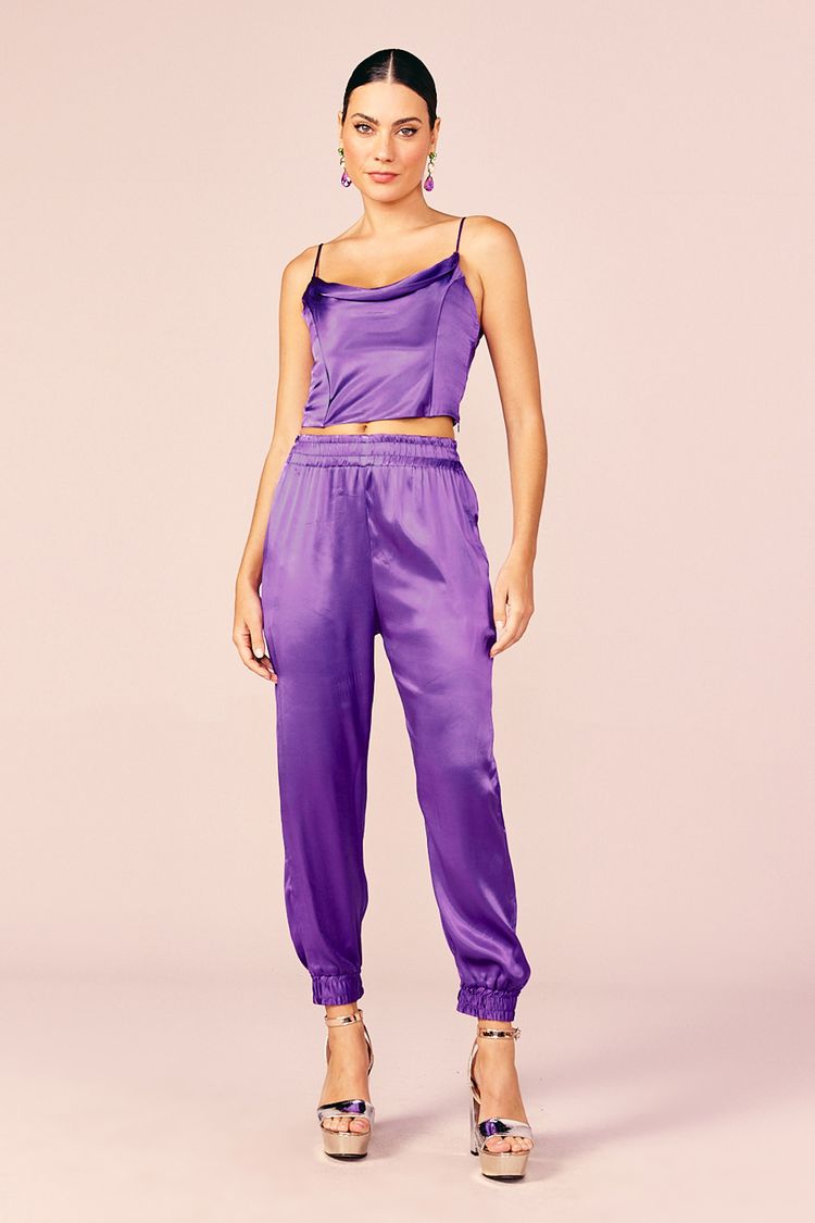 CALÇA JOGGING CETIM -PURPLE PP - PURPLE - 206931
