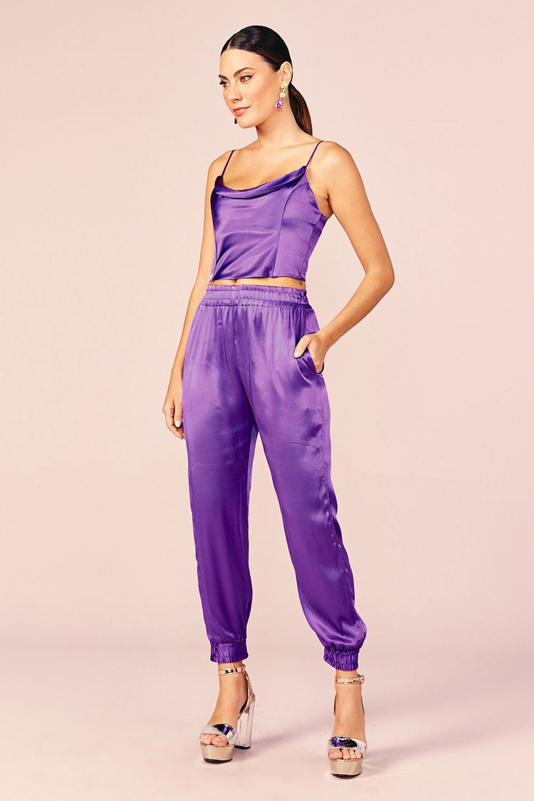 CALÇA JOGGING CETIM -PURPLE PP - PURPLE - 206933