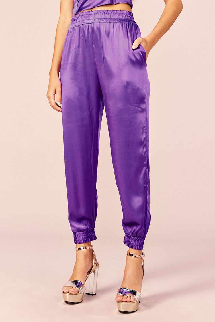CALÇA JOGGING CETIM -PURPLE PP - PURPLE - 206937