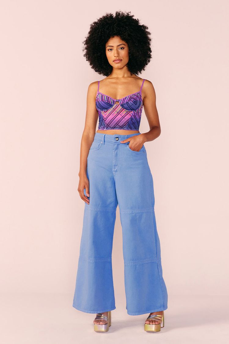 CALÇA SARJA COSTURA WIDE -LAZULI 34 - LAZULI - 210025