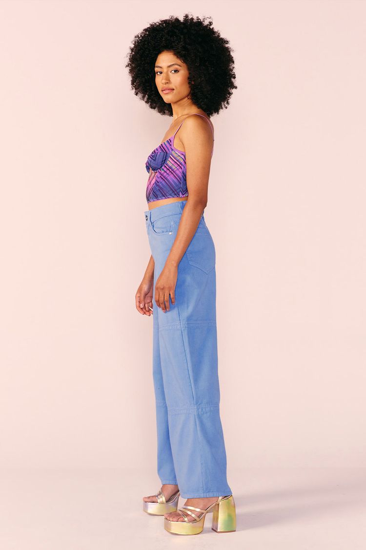 CALÇA SARJA COSTURA WIDE -LAZULI 34 - LAZULI - 210026