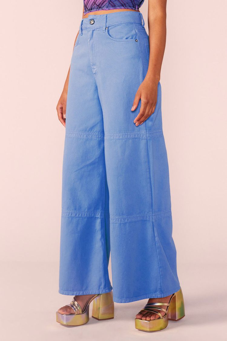 CALÇA SARJA COSTURA WIDE -LAZULI 34 - LAZULI - 210028