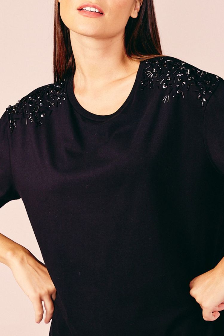 BLUSA RECORTES COSTAS BORDADO -
PRETO PP - PRETO - 210077