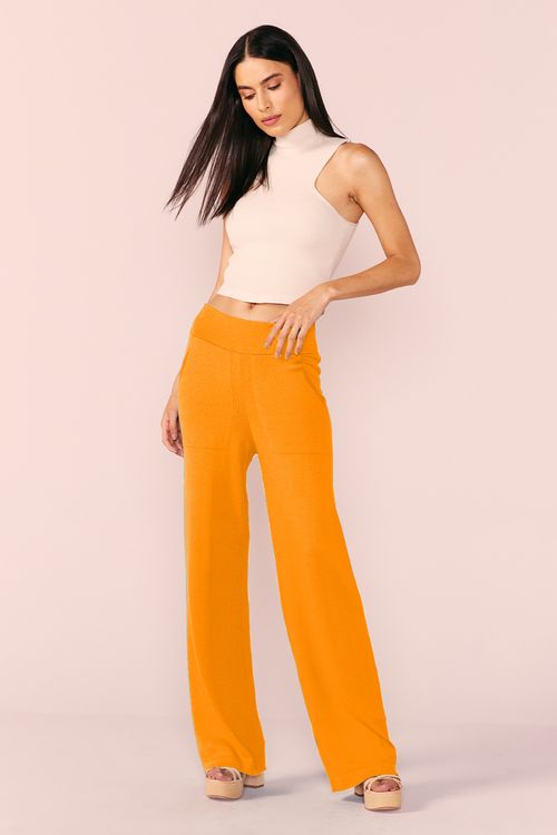 CALÇA RETA TRICOT -ORANGE