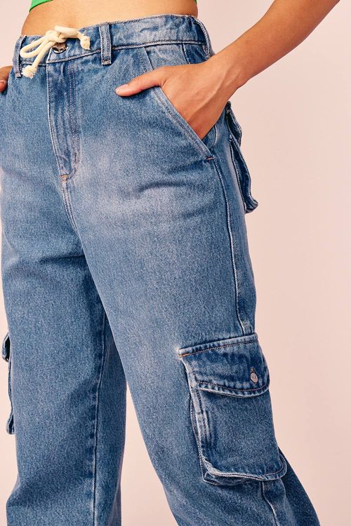 CALÇA CARGO CADARÇO -JEANS