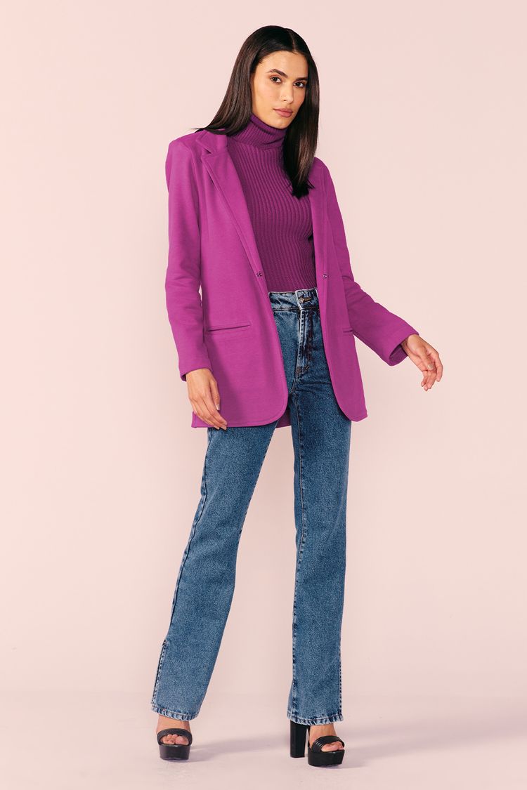 BLAZER MOLETOM ALONGADO -MAXI PINK PP - MAXI PINK - 210458