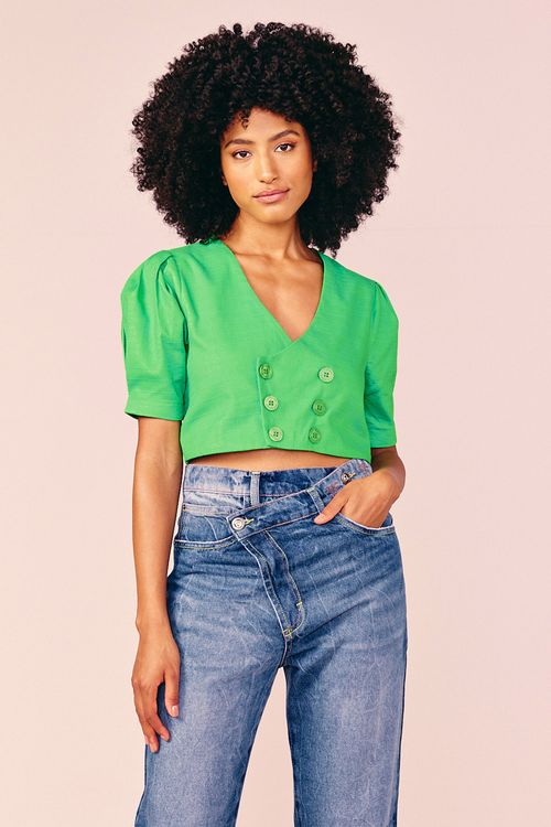 BLUSA CRUZADA 6 BOTOES -MACA VERDE