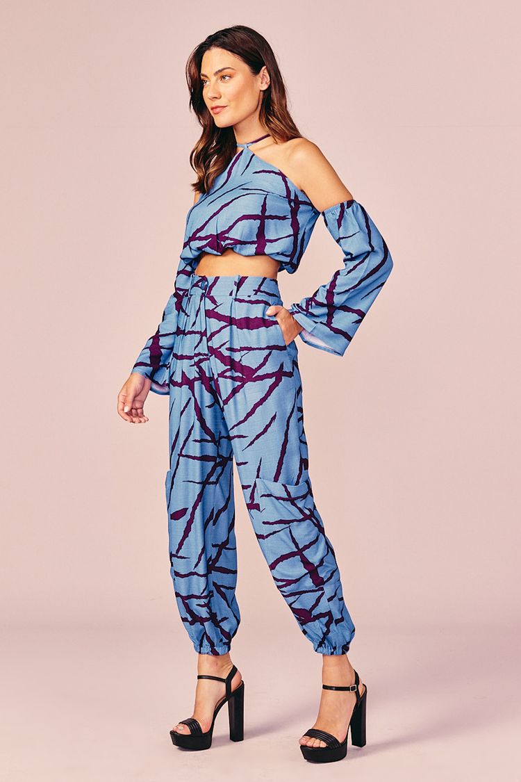 BLUSA TRAPEZIO MANGA LONGA -ESTAMPA MOVIMENTO LAZULI PP - EST MOVIMENTO LAZULI - 212482